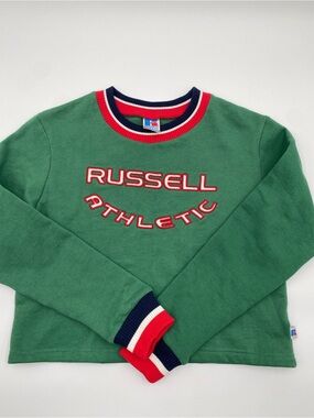 Russell Athletic Vintage Striped Crewneck Fleece EUC